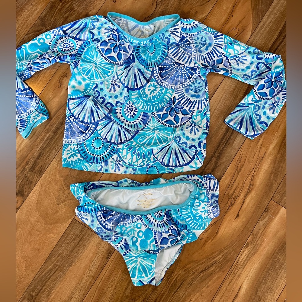 Lilly Pulitzer Two Piece Rashguard Set UPG 50+ Girls Size 14